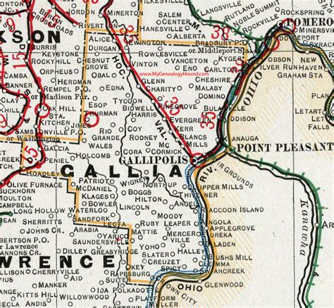 Gallia County, Ohio 1901 Map Gallipolis, OH