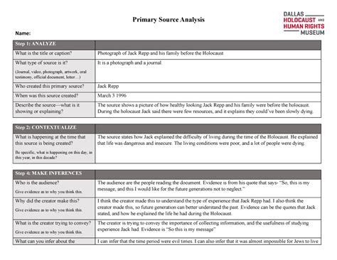 Primary Source Analysis - Primary Source Analysis Name: Step 1: ANALYZE ...