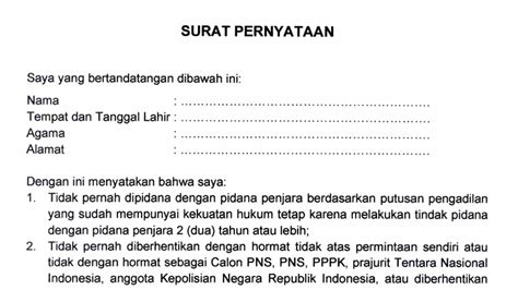 Download Disini, Contoh Surat Pernyataan PPPK Tenaga Teknis Pemko Batam ...