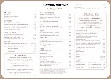 Menus - Plane Food | Gordon Ramsay Restaurants