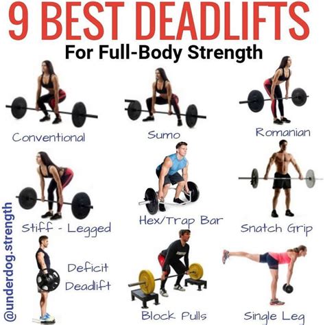 Here are 9 deadlift variations you can try for full body strength. - 1. The Conventional ...