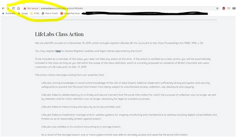Class-Action website regarding Lifelabs databreach is not secure.... : r/vancouver