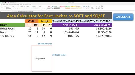 Square Footage Calculator in Excel - Feet and Inches - Measure Area ...