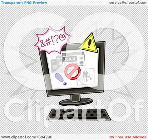 Clipart of a Desktop Computer with an Internet Safety Notice or Warning ...