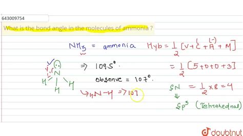 [Odia] What is the bond angle in the molecules of ammonia