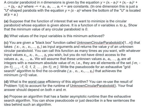 A circular paraboloid in n dimensions is given by the | Chegg.com