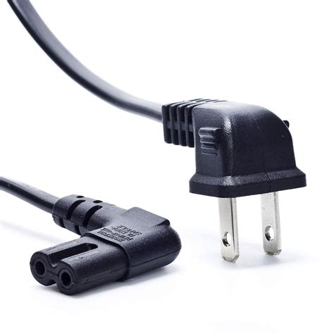 TV Power Cable Cord 18AWG Right Angle 90 Degree 2-Prong to L-Shaped C7 for Samsung Philips ...