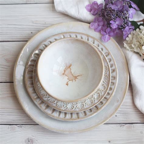 Andover Pottery — Handmade Dinnerware Set - Rustic Pottery White ...