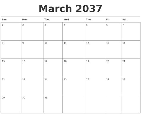 January 2037 Printable Calendars