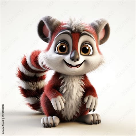 cute madagascar lemur - cartoon illustration created using generative ...