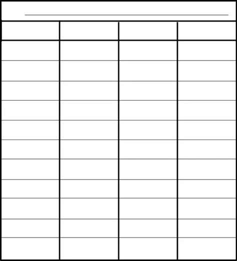 Four Column Chart Blank ≡ Fill Out Printable PDF Forms Online