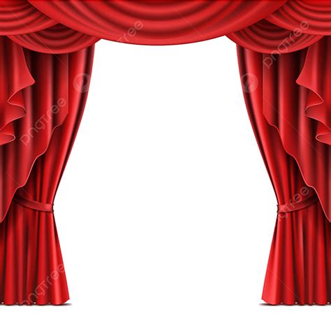 Stage Curtain Clipart Transparent Background, Stage Curtain With Copyspace Realistic Vector ...