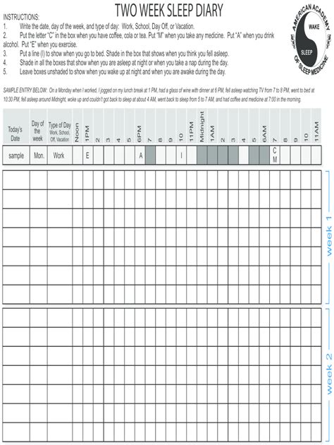 Sleep Diary - Fill Online, Printable, Fillable, Blank | pdfFiller