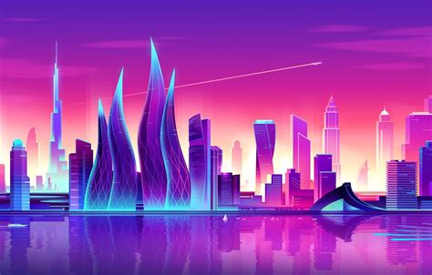 City Sunset Illustration Wallpapers - Wallpaper Cave