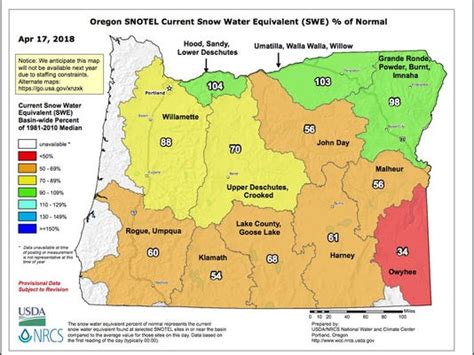 Northern Oregon’s snowpack almost normal. In the south, drought looms