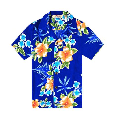 Hawaii Hangover - Boy Hawaiian Aloha Shirt in Hibiscus Blue Size 14 - Walmart.com - Walmart.com