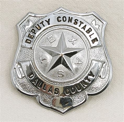 Late 1940s Dallas Co TX Deputy Constable Badge in Chrome Plated Brass: Flying Tiger Antiques ...