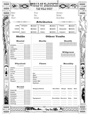 World Of Darkness Character Sheet - Fill Online, Printable, Fillable, Blank | pdfFiller