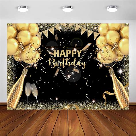 Buy Avezano Black Gold Birthday Backdrop for Adult Men Woman Party ...