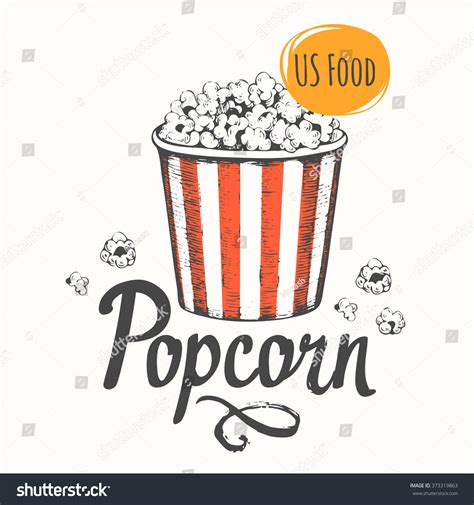 Vector Illustration Sketch Popcorn Bucket Sketch Stock Vector (Royalty ...