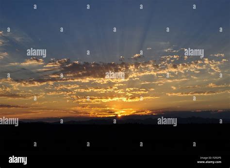 Sunset with Crepuscular Rays on the Olympic Mountains photographed near Shelton, WA, USA Stock ...