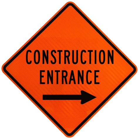 Construction Entrance Sign with Right Arrow X4609, by SafetySign.com