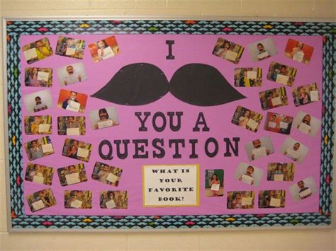 How fun is this bulletin board idea!? If you're into the mustache theme ...