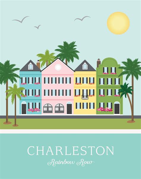 Charleston SC Rainbow Row Art Print City Print Home | Etsy | State wall art, City prints, Custom ...