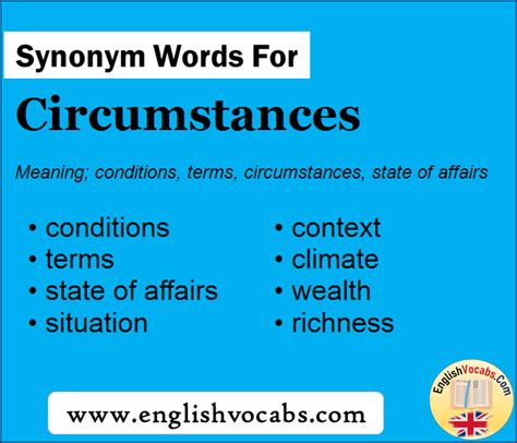 Synonym for Circumstances, what is synonym word Circumstances - English ...