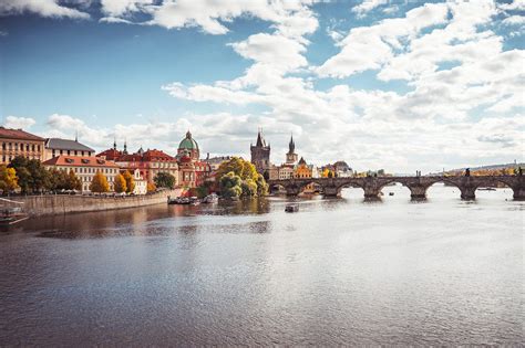 Prague Vltava River and Charles Bridge in Autumn Free Stock Photo | picjumbo