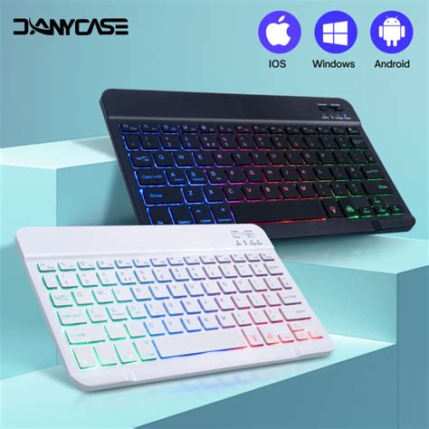 RGB Backlit Keyboard For Tablet iPad Phone PC Bluetooth-compatible ...