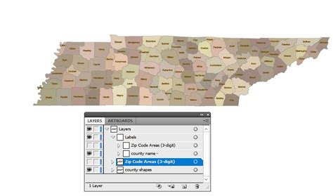 Tennessee Digit Zip Code And County Vector Map Your Vector Maps | Hot ...