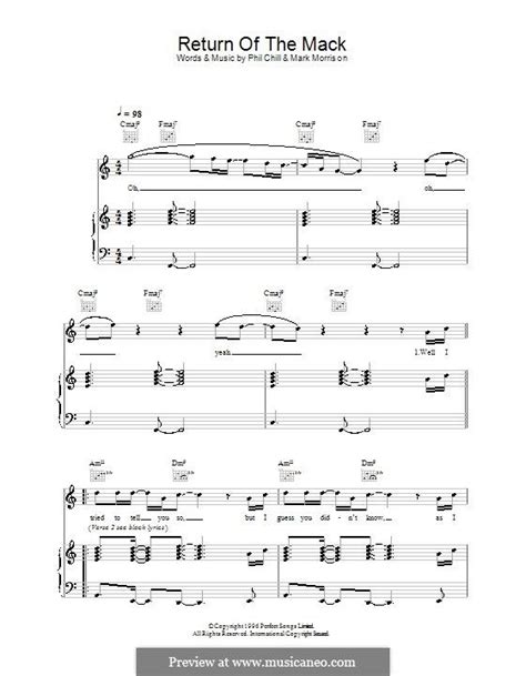 return of the mack sheet music for voice and piano by john mclay, michael mclay