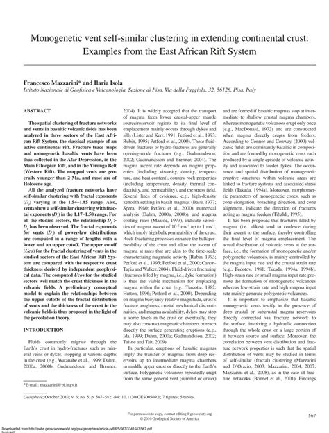 Monogenetic Vent Self-Similar Clustering in Extending Continental Crust ...