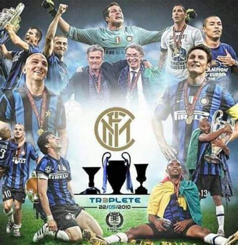 Inter Milan Soccer Team with Trophies