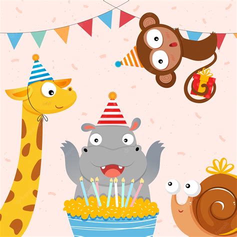 Premium Vector | Cute Birthday animals background