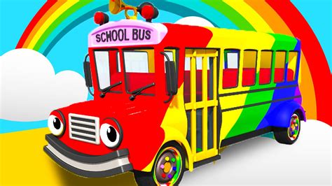 Rainbow School Bus Nursery Rhymes for Children | Gecko's Garage | Sing along with Sammy the ...