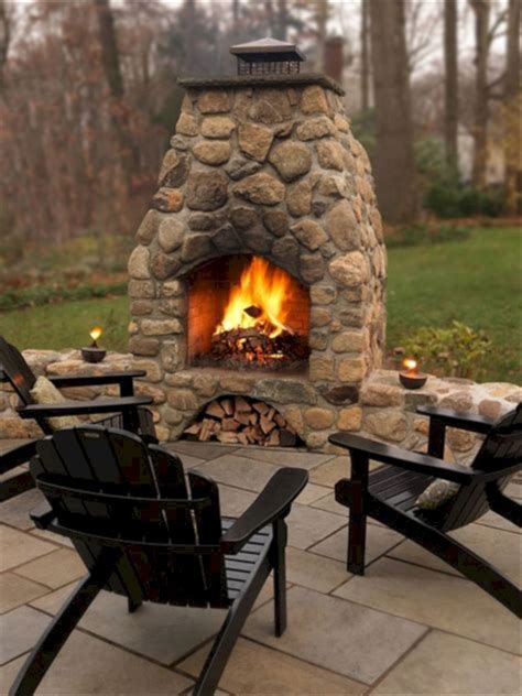 24 Gorgeous Small Outdoor Fireplace Designs For Your Inspiration | Outdoor stone fireplaces ...