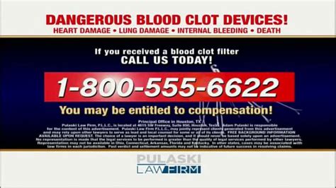 Pulaski Law Firm TV Commercial, 'IVC Filter: Blood Clots' - iSpot.tv