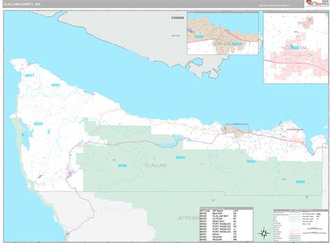 Clallam County, WA Wall Map Premium Style by MarketMAPS