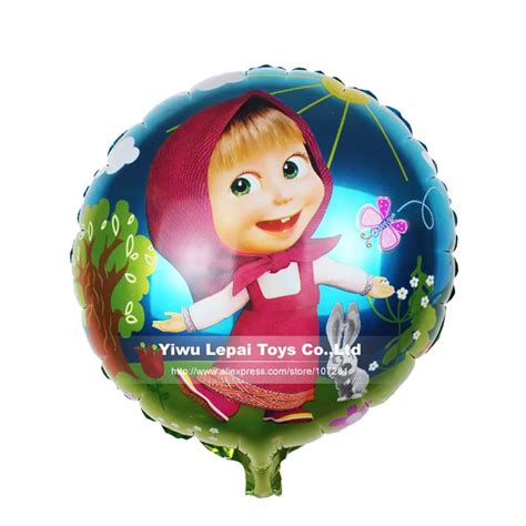 10pcs 18 inch Masha & the bear round Foil balloons,cartoon Masha bear series Helium balloons,kid ...