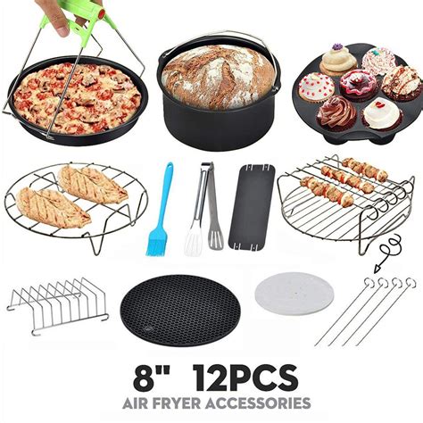 10-IN-1/12-in-1/6-in-1 AUGIENB Air Fryer Accessories Set Cooking ...