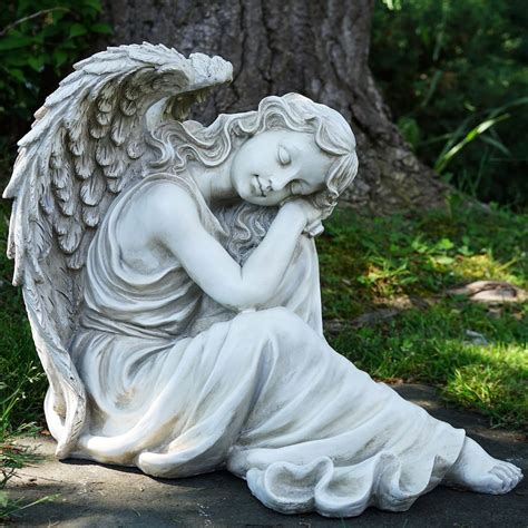 Purchase the 19" Gray Resting Angel Outdoor Statue at Michaels.com