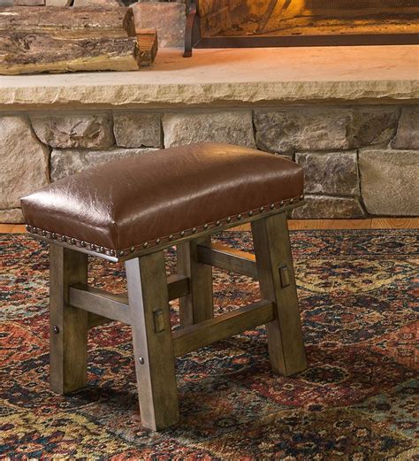 Canyon Brown Leather Footstool | Leather footstool, Brown leather footstool, Footstool