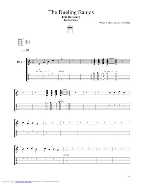 The Dueling Banjos guitar pro tab by Unknown @ musicnoteslib.com