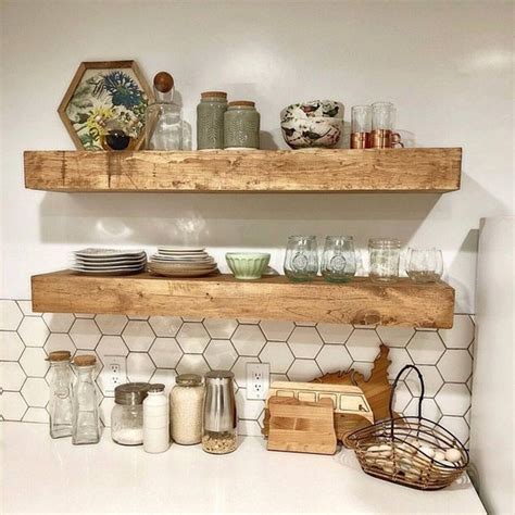 Wood Floating Shelf 3-inches Thick 10-inch Deep Rustic Shelf Farmhouse ...