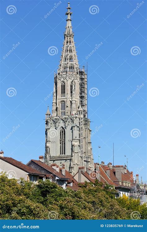 The Tower of the Berne Cathedral Editorial Stock Image - Image of ...