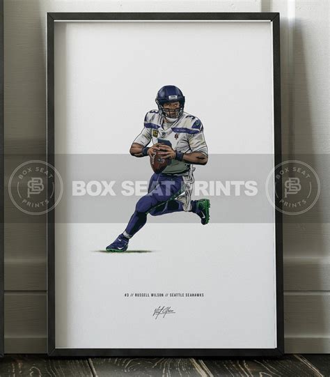 Russell Wilson Seattle Seahawks Art Illustrated Print Poster, Russell ...