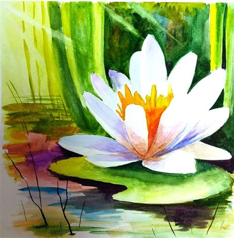 Lotus Painting Original Art Flower Watercolor Painting Water | Etsy