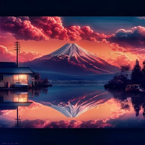 Premium AI Image | sunrise over mt fuji